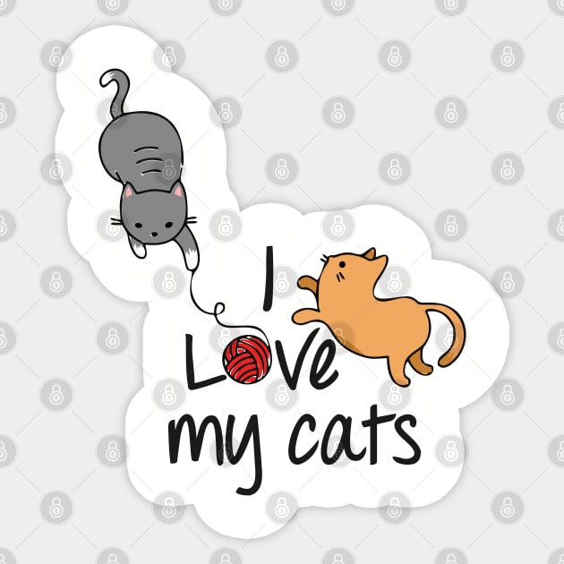 I love my cats cute design Sticker by colouredwolfe11